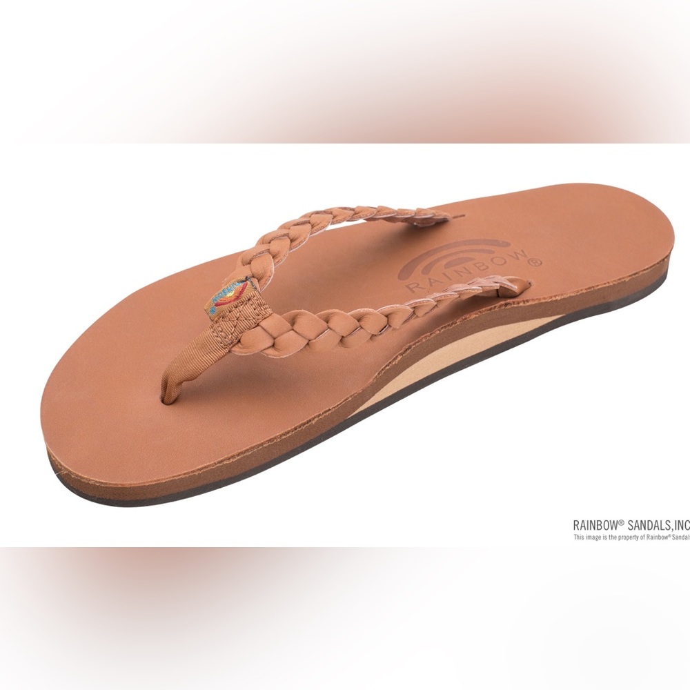 Rainbow Leather Flip Flops with Braided Strap